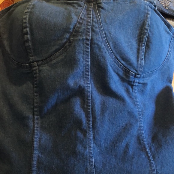 Women’s Y2k VTG spaghetti strap stretchy chambray denim dress - Picture 15 of 15